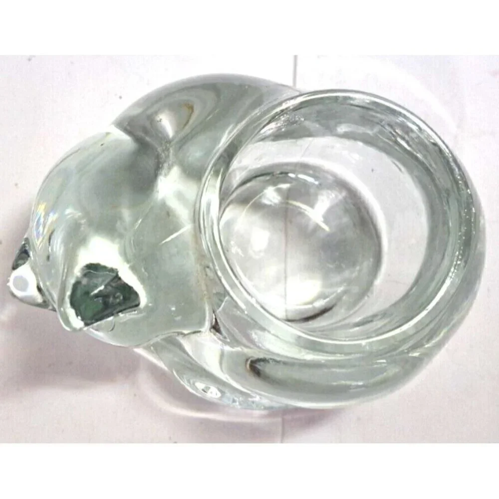 Vintage Indiana Glass Sleeping Cat Votive Tea-light Candle Holder